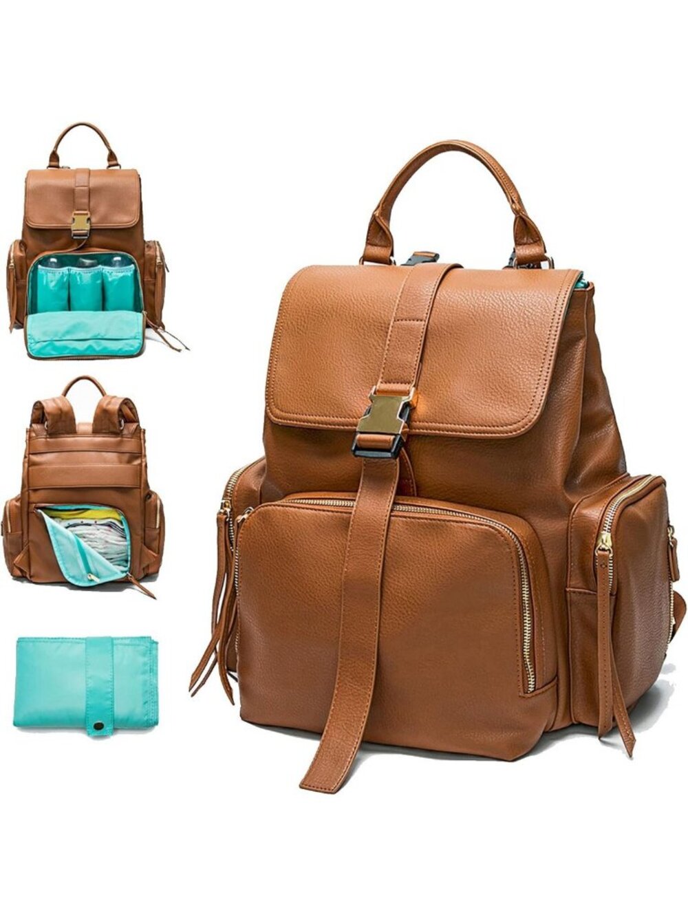 Stylish Leather Diaper Bag Backpack | Multi-Functional Baby Bag for Parents